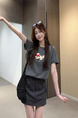 Real shot and real price straight shoulder pure cotton short-sleeved T-shirt female 2025 new heavy-duty towel embroidery puppy versatile design in Dark Gray