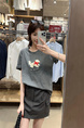 Real shot and real price straight shoulder pure cotton short-sleeved T-shirt female 2025 new heavy-duty towel embroidery puppy versatile design in Dark Gray