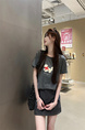 Real shot and real price straight shoulder pure cotton short-sleeved T-shirt female 2025 new heavy-duty towel embroidery puppy versatile design in Dark Gray