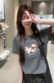 Real shot and real price straight shoulder pure cotton short-sleeved T-shirt female 2025 new heavy-duty towel embroidery puppy versatile design in Dark Gray