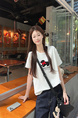 Real shot and real price straight shoulder pure cotton short-sleeved T-shirt female 2025 new heavy-duty towel embroidery puppy versatile design in White