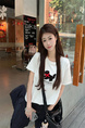Real shot and real price straight shoulder pure cotton short-sleeved T-shirt female 2025 new heavy-duty towel embroidery puppy versatile design in White