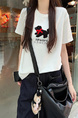 Real shot and real price straight shoulder pure cotton short-sleeved T-shirt female 2025 new heavy-duty towel embroidery puppy versatile design in White