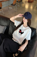 Real shot and real price straight shoulder pure cotton short-sleeved T-shirt female 2025 new heavy-duty towel embroidery puppy versatile design in White