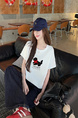 Real shot and real price straight shoulder pure cotton short-sleeved T-shirt female 2025 new heavy-duty towel embroidery puppy versatile design in White