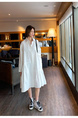 White Design Sense Irregular Dress Women's Medium and Long Spring New Korean Style Loose Slim Shirt Skirt Trendy Women