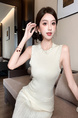 Ivory 2025 Summer New French Style Classic Style Heavy Industry Beads Sleeveless Vest Waist Trimming Knitted Dress Temperament Long Dress