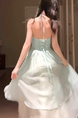 Platycodon Grandiflorum House Seaside Vacation Style Sling Dress Women's 2025 Summer New Atmosphere Backless Long Skirt in Light Blue