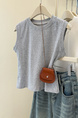 Real Shot of Pure Cotton Ribbed I-Shaped Vest for Women in Summer in Gray, New Slim Fit Korean Style Short Sleeveless T-Shirt for Small Size