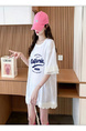 Official Picture Special Price Pure Cotton 21 Count 200g 2025 Summer Loose Medium and Long Mesh Splicing Short-Sleeved T-Shirt for Women in White