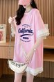 Official Picture Special Price Pure Cotton 21 Count 200g 2025 Summer Loose Medium and Long Mesh Splicing Short-Sleeved T-Shirt for Women in Pink