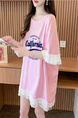 Official Picture Special Price Pure Cotton 21 Count 200g 2025 Summer Loose Medium and Long Mesh Splicing Short-Sleeved T-Shirt for Women in Pink
