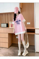 Official Picture Special Price Pure Cotton 21 Count 200g 2025 Summer Loose Medium and Long Mesh Splicing Short-Sleeved T-Shirt for Women in Pink