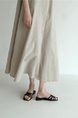 Lazy and cold style dark series long skirt Korean chic style loose oversized sleeveless long cotton and linen dress in beige