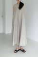 Lazy and cold style dark series long skirt Korean chic style loose oversized sleeveless long cotton and linen dress in beige