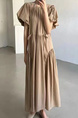 Artistic retro design, simple and fashionable long dress in beige