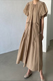 Artistic retro design, simple and fashionable long dress in beige