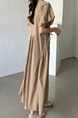 Artistic retro design, simple and fashionable long dress in beige