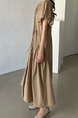 Artistic retro design, simple and fashionable long dress in beige
