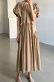 Artistic retro design, simple and fashionable long dress in beige
