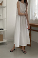White Korean Chic French Backless Design Lace-Up Vest Dress with Pockets on Both Sides