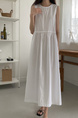 White Korean Chic French Backless Design Lace-Up Vest Dress with Pockets on Both Sides