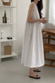 White Korean Chic French Backless Design Lace-Up Vest Dress with Pockets on Both Sides
