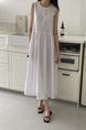 White Korean Chic French Backless Design Lace-Up Vest Dress with Pockets on Both Sides