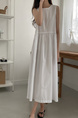 White Korean Chic French Backless Design Lace-Up Vest Dress with Pockets on Both Sides