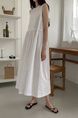 White Korean Chic French Backless Design Lace-Up Vest Dress with Pockets on Both Sides