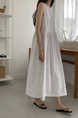 White Korean Chic French Backless Design Lace-Up Vest Dress with Pockets on Both Sides