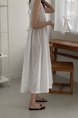 White Korean Chic French Backless Design Lace-Up Vest Dress with Pockets on Both Sides