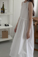 White Korean Chic French Backless Design Lace-Up Vest Dress with Pockets on Both Sides