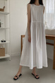 White Korean Chic French Backless Design Lace-Up Vest Dress with Pockets on Both Sides