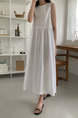White Korean Chic French Backless Design Lace-Up Vest Dress with Pockets on Both Sides