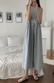 Light Blue Korean Chic French Backless Design Lace-Up Vest Dress with Pockets on Both Sides