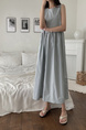 Light Blue Korean Chic French Backless Design Lace-Up Vest Dress with Pockets on Both Sides