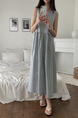 Light Blue Korean Chic French Backless Design Lace-Up Vest Dress with Pockets on Both Sides