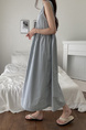 Light Blue Korean Chic French Backless Design Lace-Up Vest Dress with Pockets on Both Sides