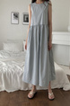 Light Blue Korean Chic French Backless Design Lace-Up Vest Dress with Pockets on Both Sides