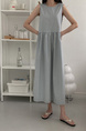 Light Blue Korean Chic French Backless Design Lace-Up Vest Dress with Pockets on Both Sides