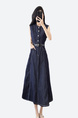 Real Shot In Stock 2025 Summer New Style Sleeveless Dress Mid-Length Skirt Slimming Denim Skirt French Style Waist-Cinching Dark Blue