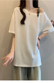 Real Price and Real Shot 2025 Summer New Fat MM Plus Size Female Fashion Versatile Careful Machine Shoulder Fashion Short-Sleeved T-Shirt White