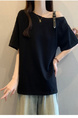 Real Price and Real Shot 2025 Summer New Fat MM Plus Size Female Fashion Versatile Careful Machine Shoulder Fashion Short-Sleeved T-Shirt Black