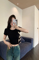Pure Desire Style Hot Girl Shoulder Short-Sleeved T-Shirt Women's Summer New Special-Interest Design Hollow-Out Beauty Back Short Slimming Top Black