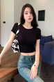 Pure Desire Style Hot Girl Shoulder Short-Sleeved T-Shirt Women's Summer New Special-Interest Design Hollow-Out Beauty Back Short Slimming Top Black