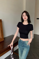 Pure Desire Style Hot Girl Shoulder Short-Sleeved T-Shirt Women's Summer New Special-Interest Design Hollow-Out Beauty Back Short Slimming Top Black
