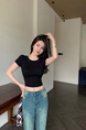 Pure Desire Style Hot Girl Shoulder Short-Sleeved T-Shirt Women's Summer New Special-Interest Design Hollow-Out Beauty Back Short Slimming Top Black