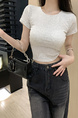 Pure Desire Style Hot Girl Shoulder Short-Sleeved T-Shirt Women's Summer New Special-Interest Design Hollow-Out Beauty Back Short Slimming Top Gray