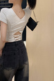 Pure Desire Style Hot Girl Shoulder Short-Sleeved T-Shirt Women's Summer New Special-Interest Design Hollow-Out Beauty Back Short Slimming Top Gray